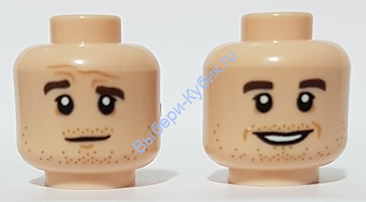 Деталь Лего Голова Минифигурки Двусторонняя Цвет Светло-Телесный