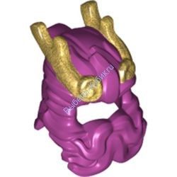 Деталь Лего Волосы С Бородой И Золотыми Рожками Цвет Маджента