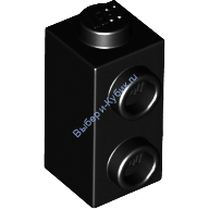 Деталь Лего Кубик Модифицированный 1 x 1 x 1 2/3 С Штырьками На Стороне Цвет Черный