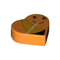 Деталь Лего Плитка Круглая 1 х 1 Сердце С Рисунком Цвет Оранжевый