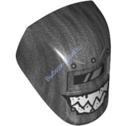 Деталь Лего Шлем С Рисунком Цвет Перламутрово-Темно-Серый