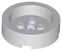 Деталь Лего Кубик Круглый 4 х 4 С Утопленным Центром И Отверстием Цвет Светло-Серый