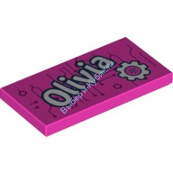 Деталь Лего Плитка 2 х 4 С Надписью Цвет Темно-Розовый