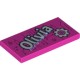 Деталь Лего Плитка 2 х 4 С Надписью Цвет Темно-Розовый