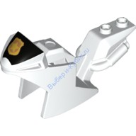 Деталь Лего Корпус Мотоцикла С С Черным Ветровым Стеклом И Золотой Бляхой Цвет Белый