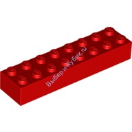 Деталь Лего Кубик 2 х 8 Цвет Красный