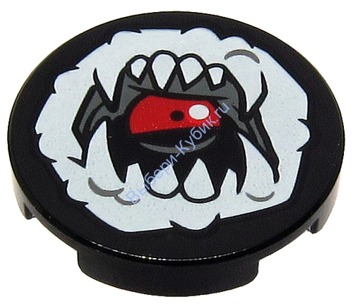 Деталь Лего Плитка Круглая 2 х 2 с Рисунком Цвет Черный