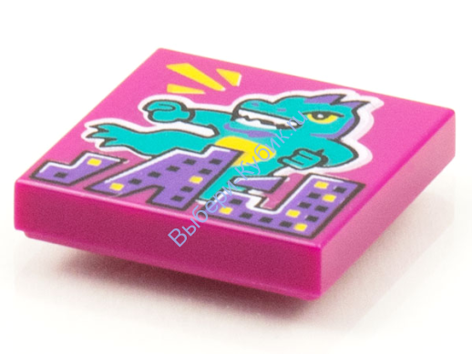 Деталь Лего Плитка 2 х 2 С Рисунком Цвет Маджента