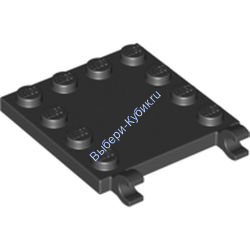 Деталь Лего Пластина 4 х 4 С Заклепками По Краю И 2 Открытыми Зажимами Цвет Черный