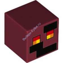 Деталь Лего Голова Майнкрафт Цвет Темно-Красный