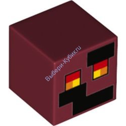 Деталь Лего Голова Майнкрафт Цвет Темно-Красный