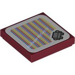 Деталь Лего Плитка 2 х 2 С Рисунком Цвет Темно-Красный