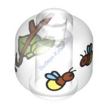 Деталь Лего Голова Минифигурки С Рисунком Цвет Прозрачный