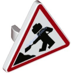 Деталь Лего Дорожный Знак С Защелкой 2 х 2 С Рисунком Цвет Белый