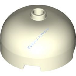 Деталь Лего Кубик Круглый 3 x 3 x 1 1/3 Верх Купола - Пустотелый Штырек Цвет Светящийся в Темноте Белый