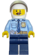 Police - City Shirt with Dark Blue Tie and Gold Badge, Dark Tan Belt with Radio, Dark Blue Legs, White Helmet