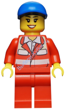  Минифигурка Лего Сити - Женщина-Фельдшер . Красная униформа