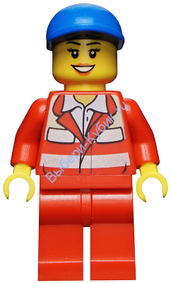  Минифигурка Лего Сити - Женщина-Фельдшер . Красная униформа