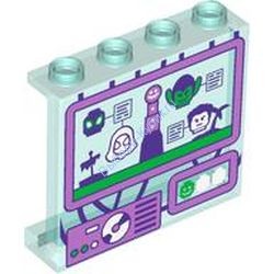 Деталь Лего Панель 1 х 4 х 3 С Боковыми Усилителями - Полые Штырьки С Рисунком Цвет Прозрачно-Голубой