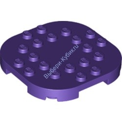 Деталь Лего Пластина Модифицированная 6 x 6 С Закругленными Углами и 4 Ножками Цвет Темно-Фиолетовый