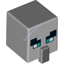 Деталь Лего Голова Майнкрафт Цвет Светло-Серый