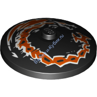 Деталь Лего Тарелка (Радар) 4 х 4 Перевернутая С Закрытым Штырьком С Рисунком Цвет Черный