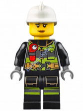 Fire - Reflective Stripes with Utility Belt and Flashlight, White Fire Helmet, Peach Lips