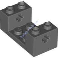Деталь Лего Техник Кубик 2 х 4 х 1 1/3 С Отверстиями для Оси И Вырезом 2 х 2 Цвет Темно-Серый