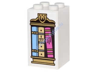 Деталь Лего Кубик С Рисунком 2 х 2 х С Рисунком 3 Книжная Полка Цвет Белый