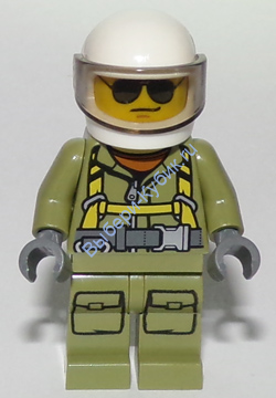 Volcano Explorer - Male Worker, Suit with Harness, White Helmet, Trans-Black Visor, Sunglasses (60123)