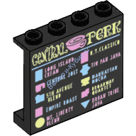 Деталь Лего Панель 1 х 4 х 3 С Боковыми Усилителями - Полые Штырьки С Рисунком Цвет Черный