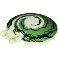 Деталь Лего Тарелка 6 х 6 Перевернутая - Без Штырьков С Ручкой С Рисунком Цвет Прозрачно-Ярко-Зеленый