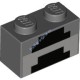 Деталь Лего Кубик 1 х 2 С Декором Цвет Темно-Серый