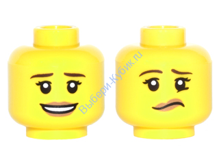 Деталь Лего Голова Минифигурки Двусторонняя Женская Цвет Желтый