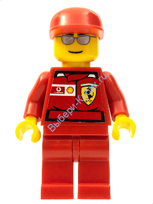 Минифигурка Лего  - Инженер Ferrari Формулы-1 - с наклейками на туловище 