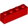 Деталь Лего Кубик 1 х 4 Цвет Красный
