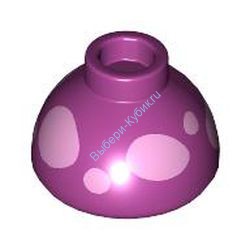 Деталь Лего Кубик С Рисунком Круглый 1 1/2 x 1 1/2 x 2/3 Купол Цвет Маджента
