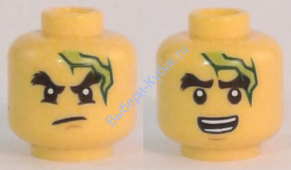 Деталь Лего Голова Минифигурки Двусторонняя Мужская Цвет Желтый
