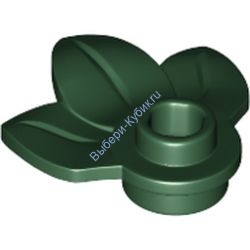 Деталь Лего Пластина Круглая 1 Х 1 С 3 Листьями Цвет Темно-Зеленый