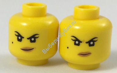 Деталь Лего Голова Минифигурки Двусторонняя Женская Цвет Желтый