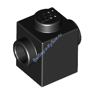 Деталь Лего Кубик Модифицированный 1 х 1 С Штырьками На Противоположных Сторонах Цвет Черный