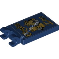 Деталь Лего Плитка Модифицированная 2 х 3 С 2 Защелками С Рисунком Бокал и Виноград Цвет Темно-Синий