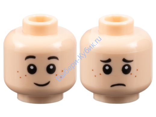 Деталь Лего Голова Минифигурки Двусторонняя Цвет Светло-Телесный