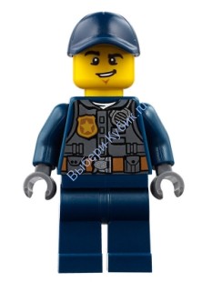 Police - City Officer with Dark Bluish Gray Vest with Badge and Radio, Dark Blue Legs, Dark Blue Cap