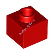 Деталь Лего Кубик Модифицированный 1 х 1 х 2/3 С Открытым Штырьком Цвет Красный