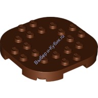 Деталь Лего Пластина 6 x 6 С Закругленными Углами И 4 Ножками Цвет Коричневый