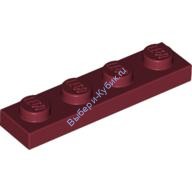 Деталь Лего Пластина 1 х 4 Цвет Темно-Красный