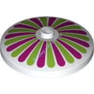 Деталь Лего Тарелка (Радар) 4 х 4 Перевернутая С Закрытым Штырьком С Рисунком Цвет Белый