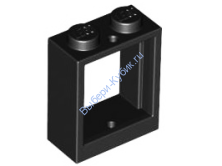 Деталь Лего Окно 1 х 2 х 2 Плоский Перед Цвет Черный