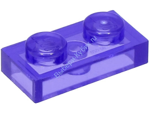 Деталь Лего Пластина 1 х 2 Цвет Прозрачно-Фиолетовый